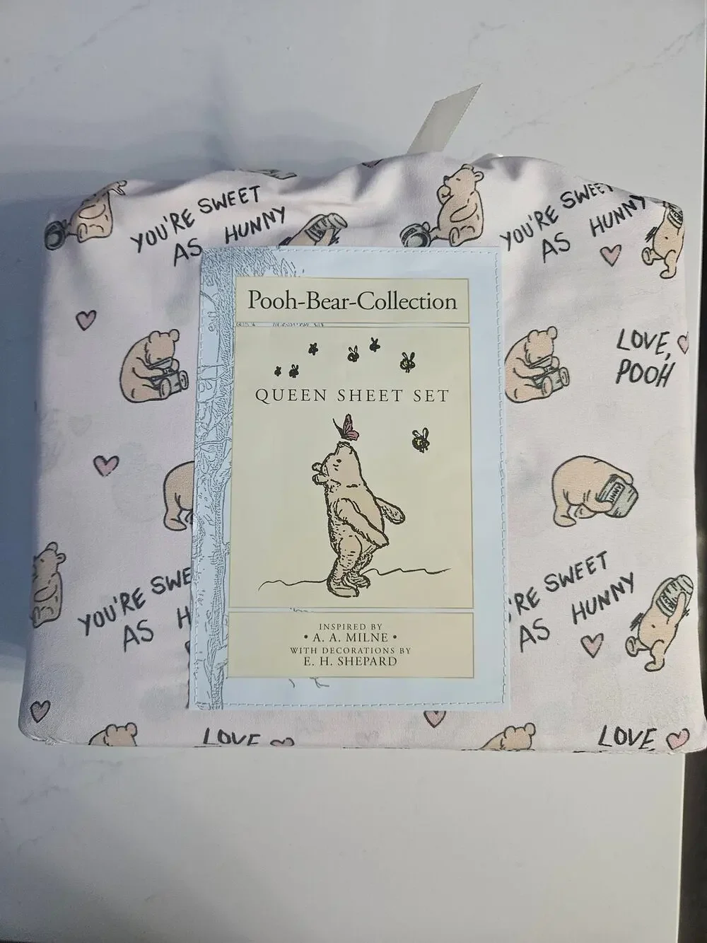 Winnie The Pooh Collection Pink Queen Sheet Set 4Piece You're Sweet as Hunny NIP